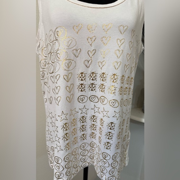 Jane and John whimsical gold designs sleeveless shirt in size Large. NWT - Picture 2 of 9